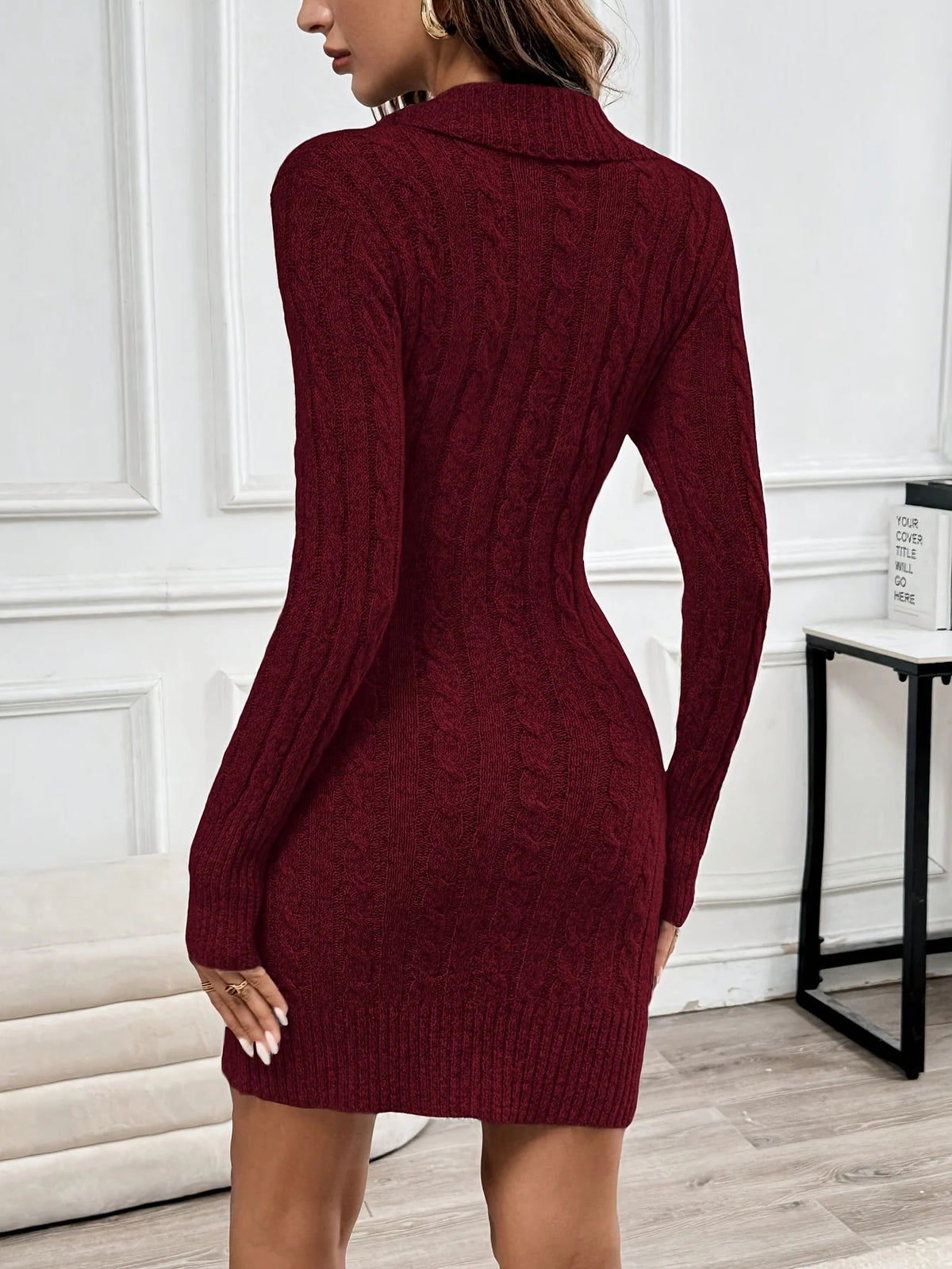 Women's apricot halloween button-side v-neck dress