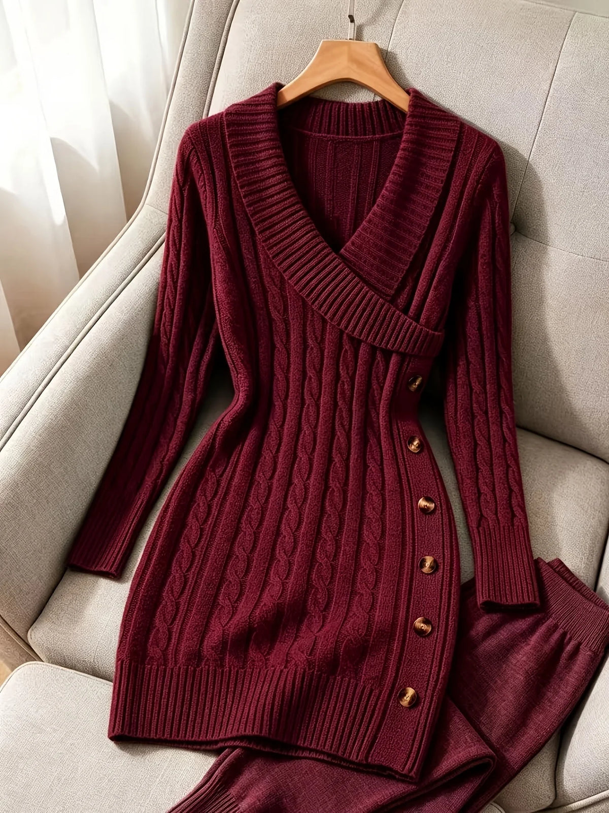 Women's apricot halloween button-side v-neck dress