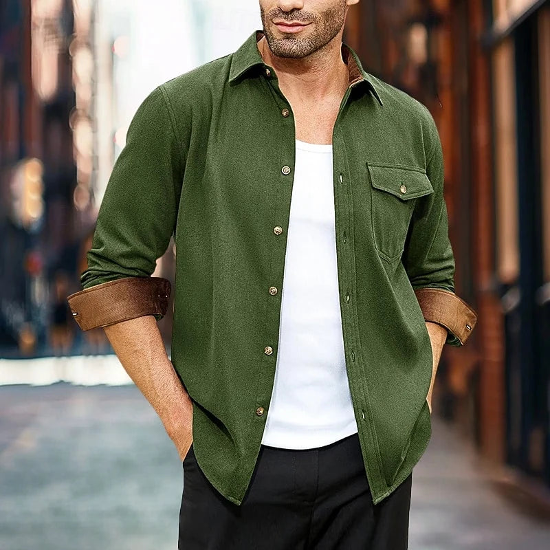 Men's green everyday overshirt for layering through autumn and winter