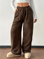 Women's dark brown relaxed wide-leg trousers