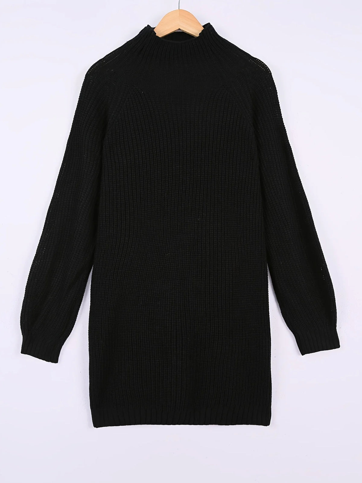 Women's apricot half-turtleneck ribbed dress