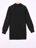 Women's burgundy half-turtleneck ribbed dress