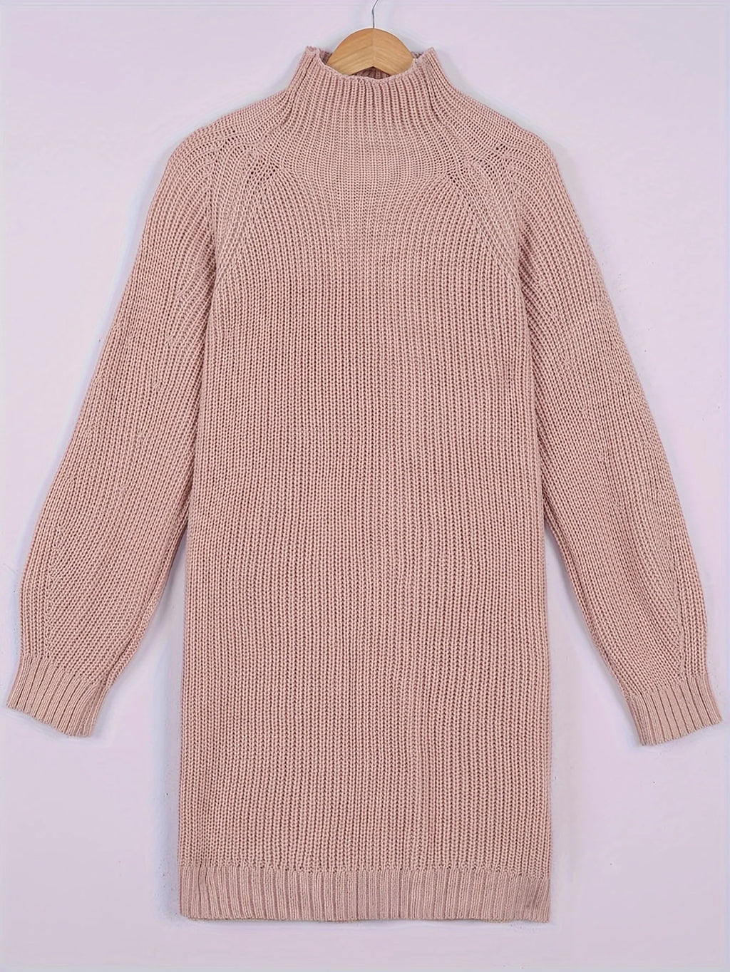Women's burgundy half-turtleneck ribbed dress