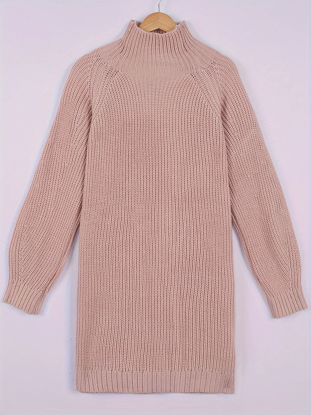 Women's burgundy half-turtleneck ribbed dress