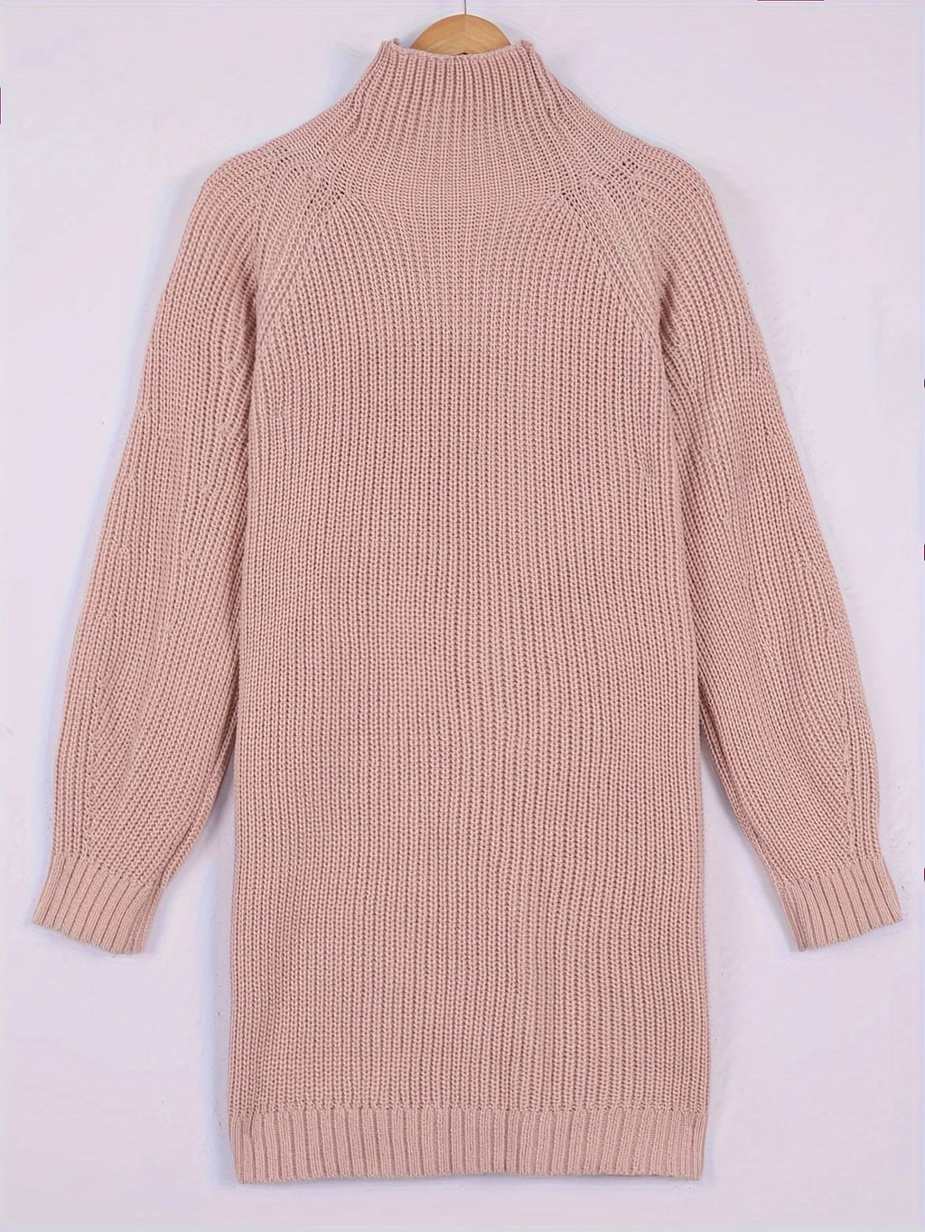 Women's black half-turtleneck ribbed dress