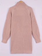 Women's black half-turtleneck ribbed dress