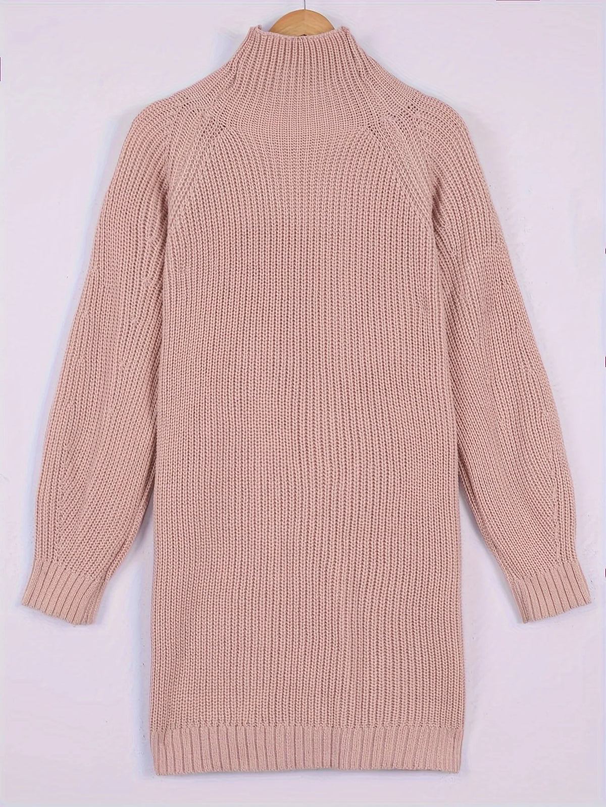 Women's black half-turtleneck ribbed dress