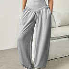 Women's light grey relaxed full-leg trousers for the autumn and winter season