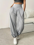 Women's light grey relaxed full-leg trousers for the autumn and winter season