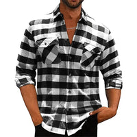 Men's Button-Down Check Shirt for Cold Winter Days
