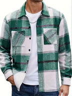 Men's olive green rugged overshirt