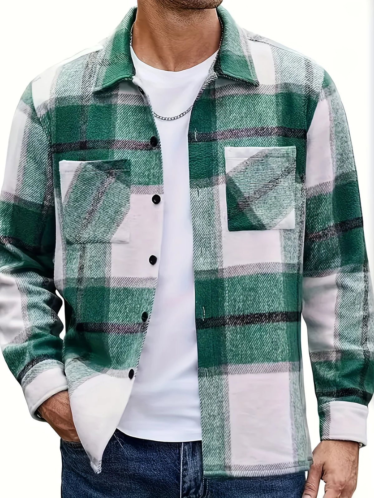 Men's olive green rugged overshirt