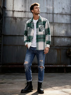 Men's olive green rugged overshirt