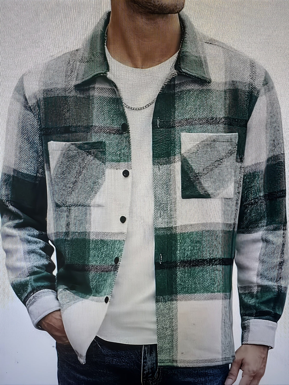 Men's olive green rugged overshirt