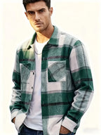 Men's olive green rugged overshirt