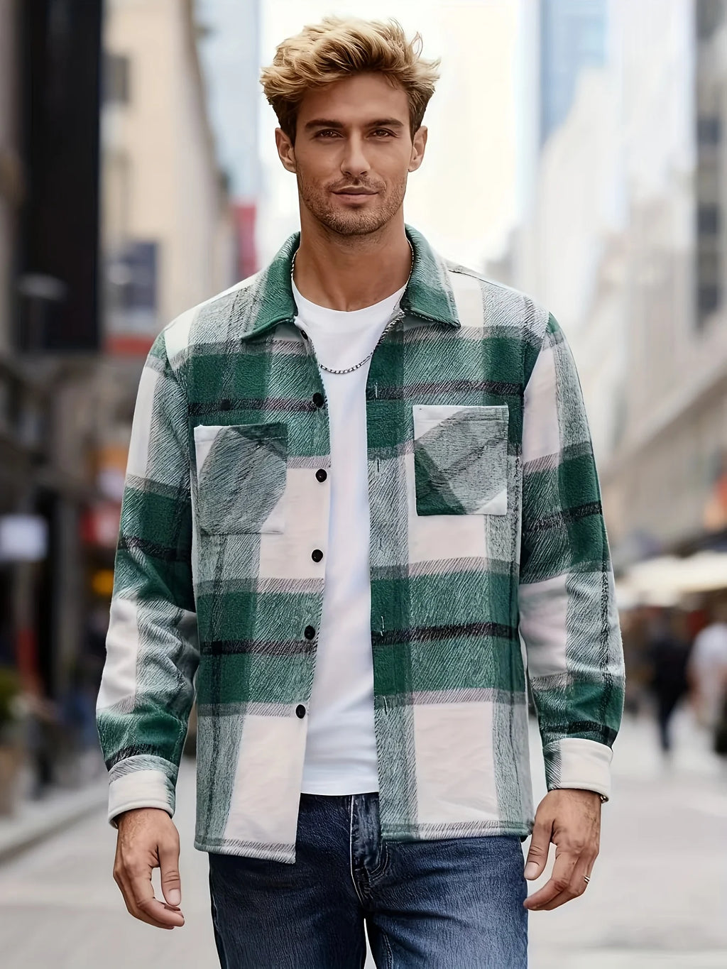 Men's olive green rugged overshirt