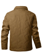 Men's coffee brown rugged snap-button utility jacket in autumn and winter