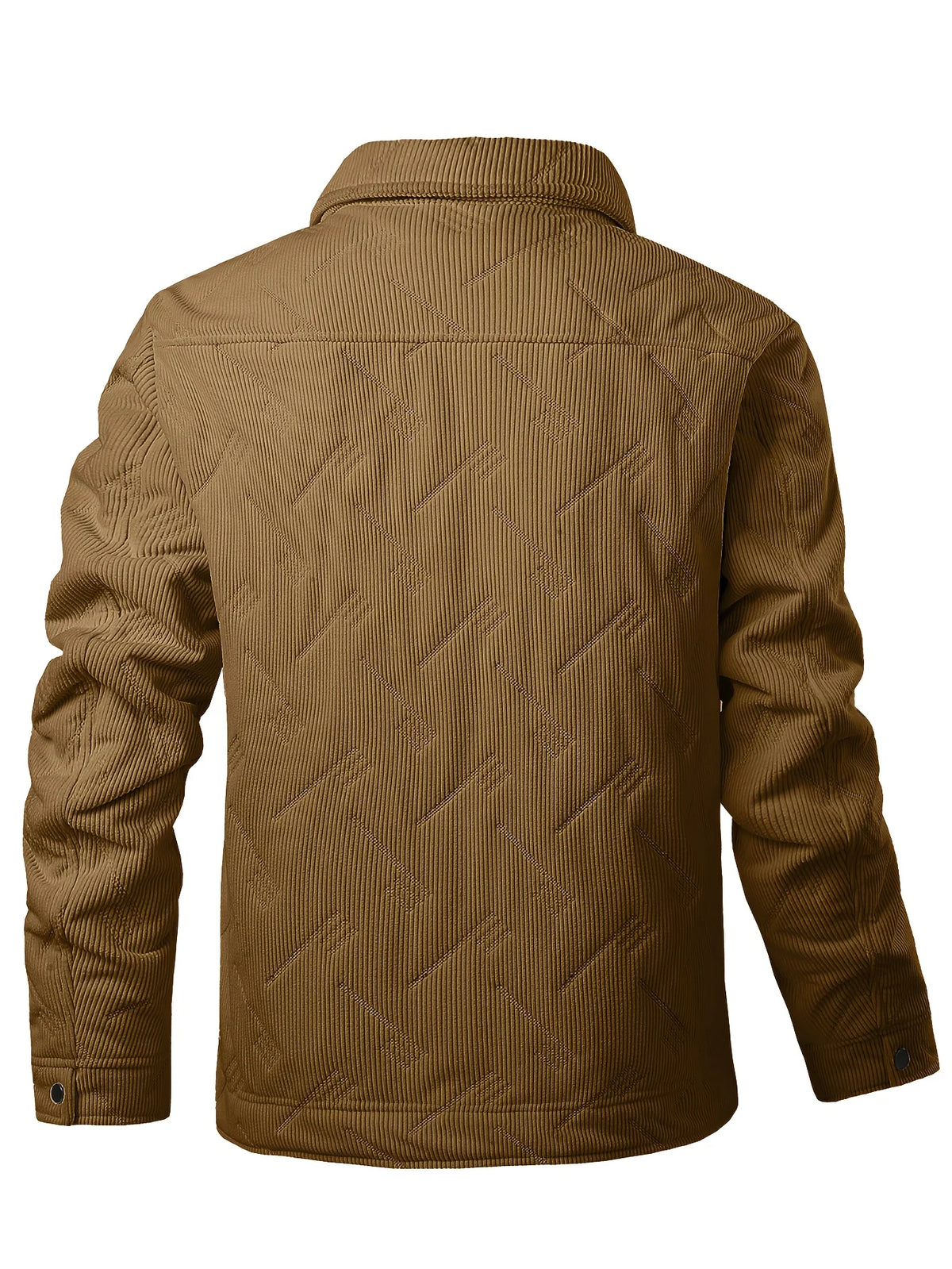 Men's coffee brown rugged snap-button utility jacket in autumn and winter