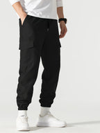 Men's black relaxed cargo joggers