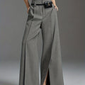 Women's grey wide-leg tailored trousers for autumn and winter layering
