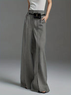 Women's khaki wide-leg tailored trousers for autumn and winter layering