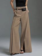 Women's navy wide-leg tailored trousers for autumn and winter layering