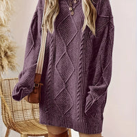 Women's Relaxed Cable Knit Jumper Dress for Winter