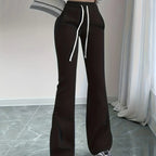Women's black high-waist flared trousers