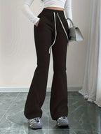 Women's black high-waist flared trousers