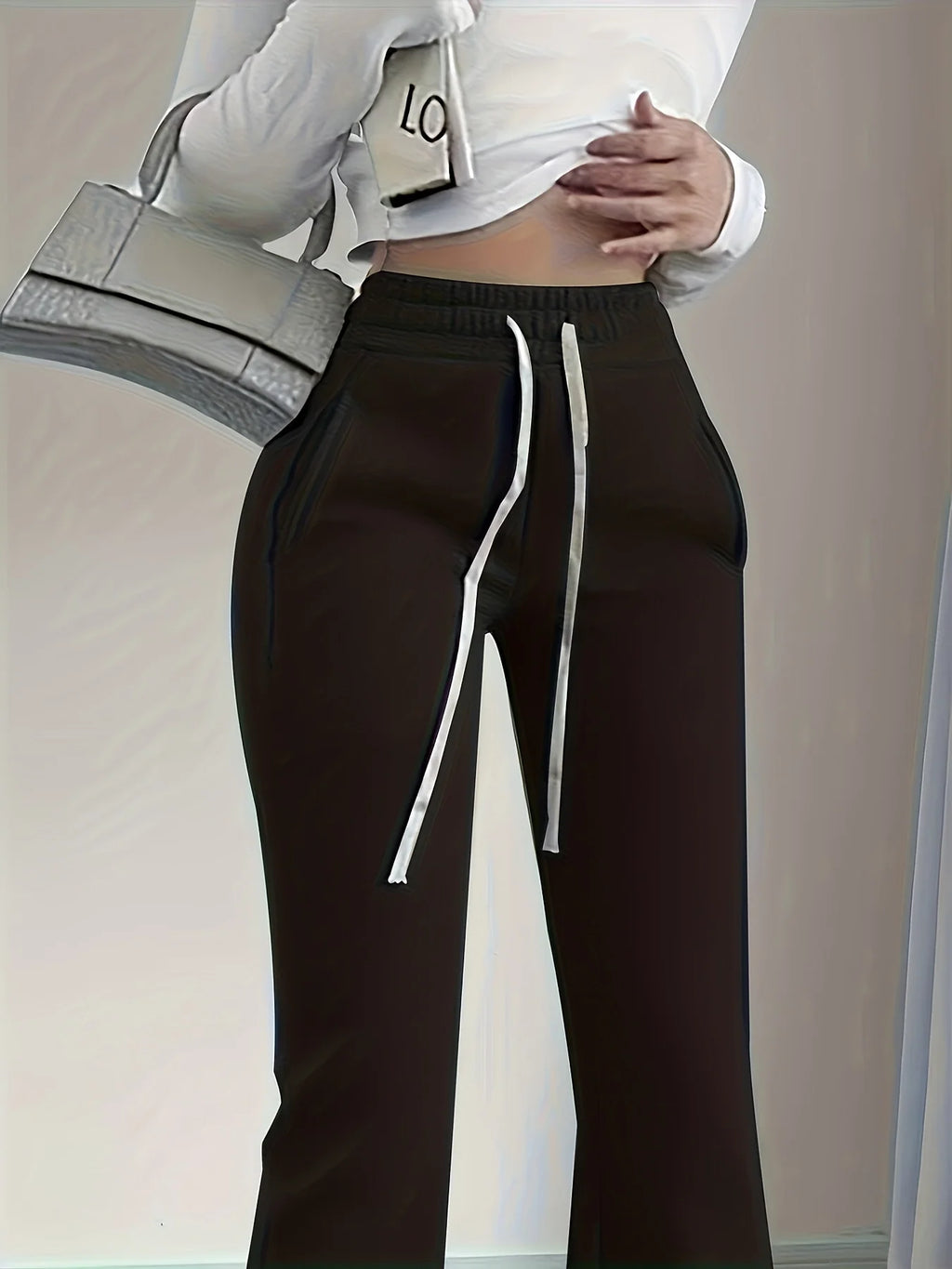 Women's space gray high-waist flared trousers