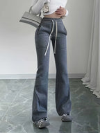 Women's space gray high-waist flared trousers