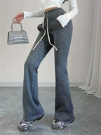 Women's black high-waist flared trousers