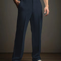 Men's navy straight-leg trousers