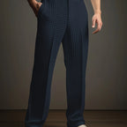 Men's navy straight-leg trousers