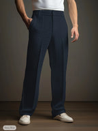 Men's navy straight-leg trousers
