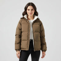 Women's Hooded Puffer Jacket with Fleece Lining for Cold Days