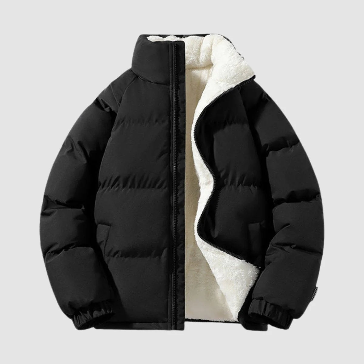 Women's brown hooded puffer jacket with fleece lining for cold days