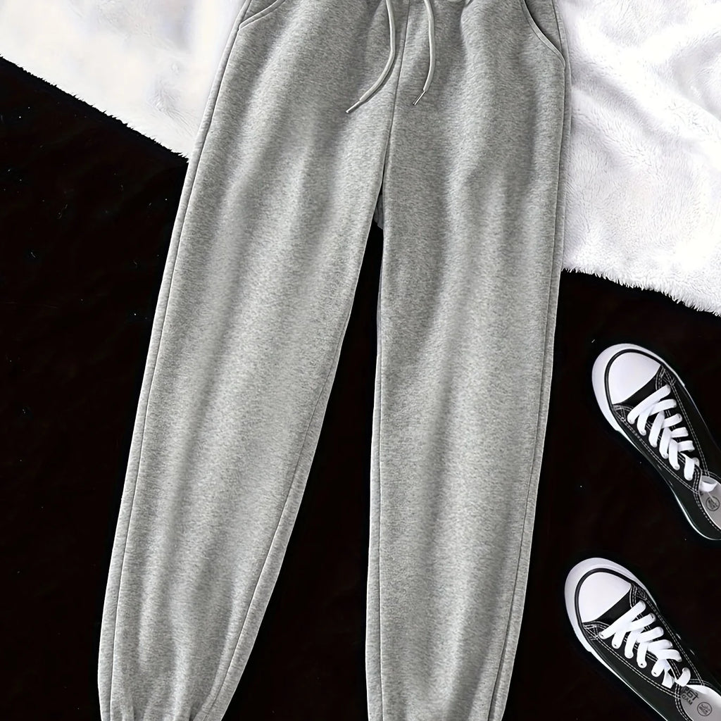 Women's light grey relaxed drawstring joggers