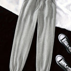 Women's light grey relaxed drawstring joggers