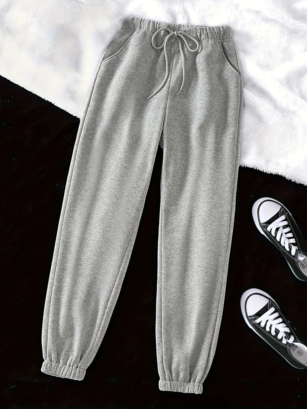 Women's black relaxed drawstring joggers