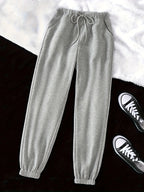 Women's black relaxed drawstring joggers