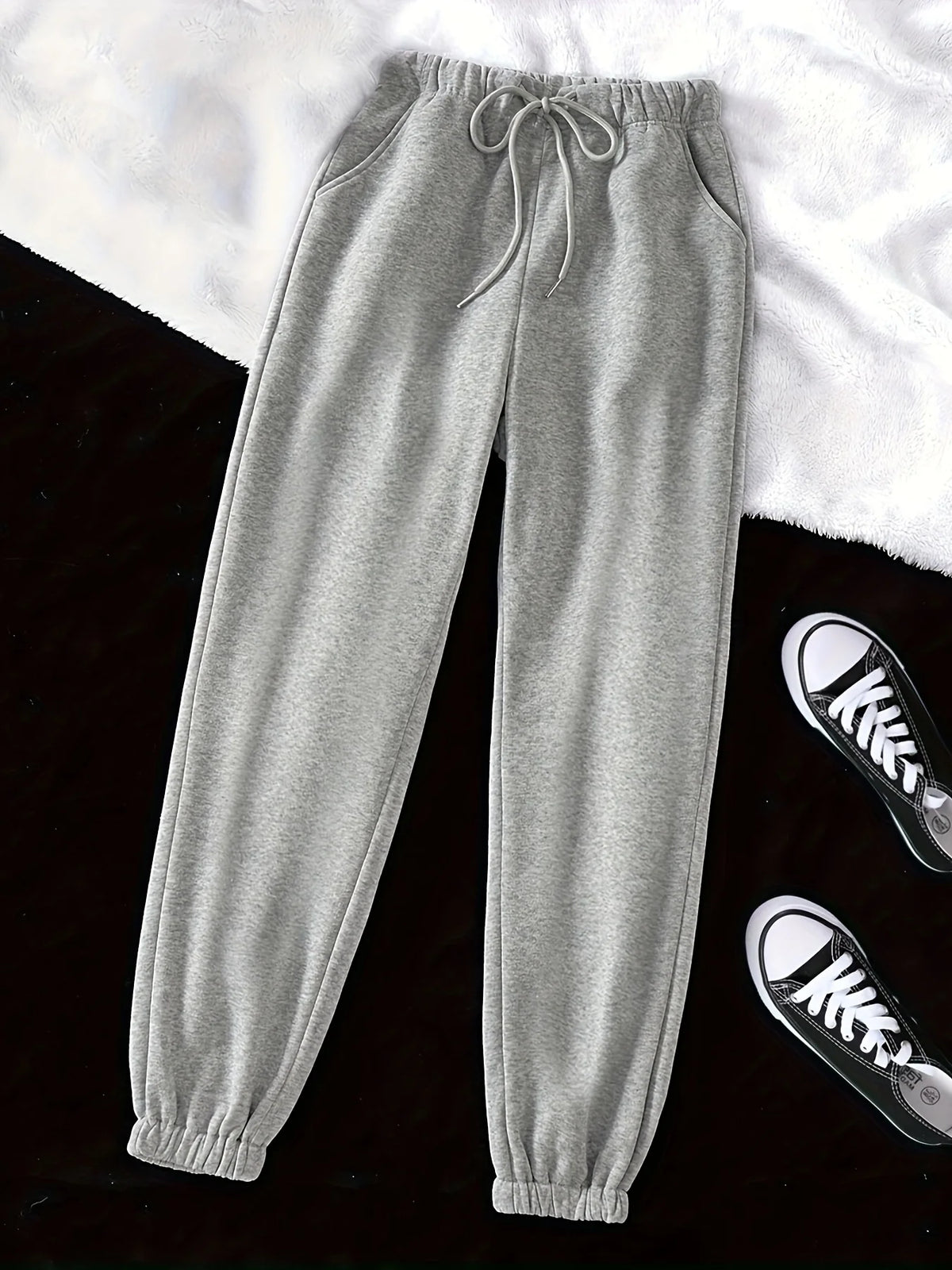 Women's black relaxed drawstring joggers