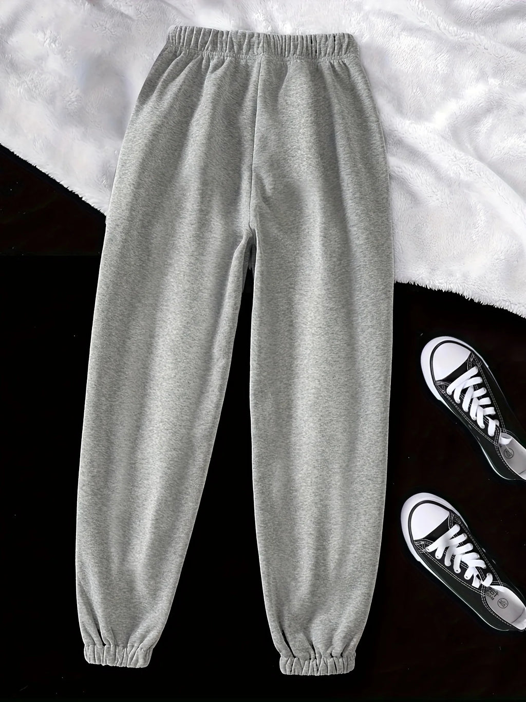 Women's white relaxed drawstring joggers
