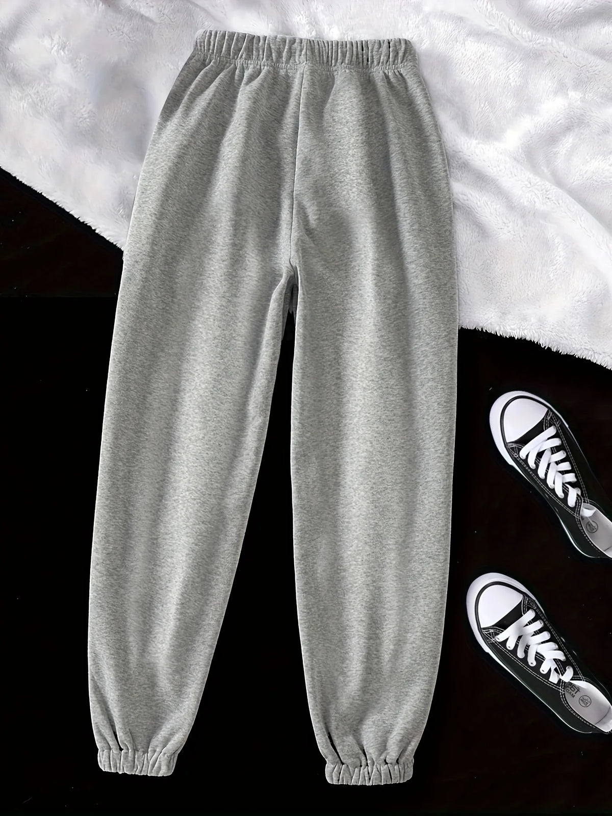 Women's white relaxed drawstring joggers