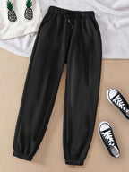 Women's light grey relaxed drawstring joggers