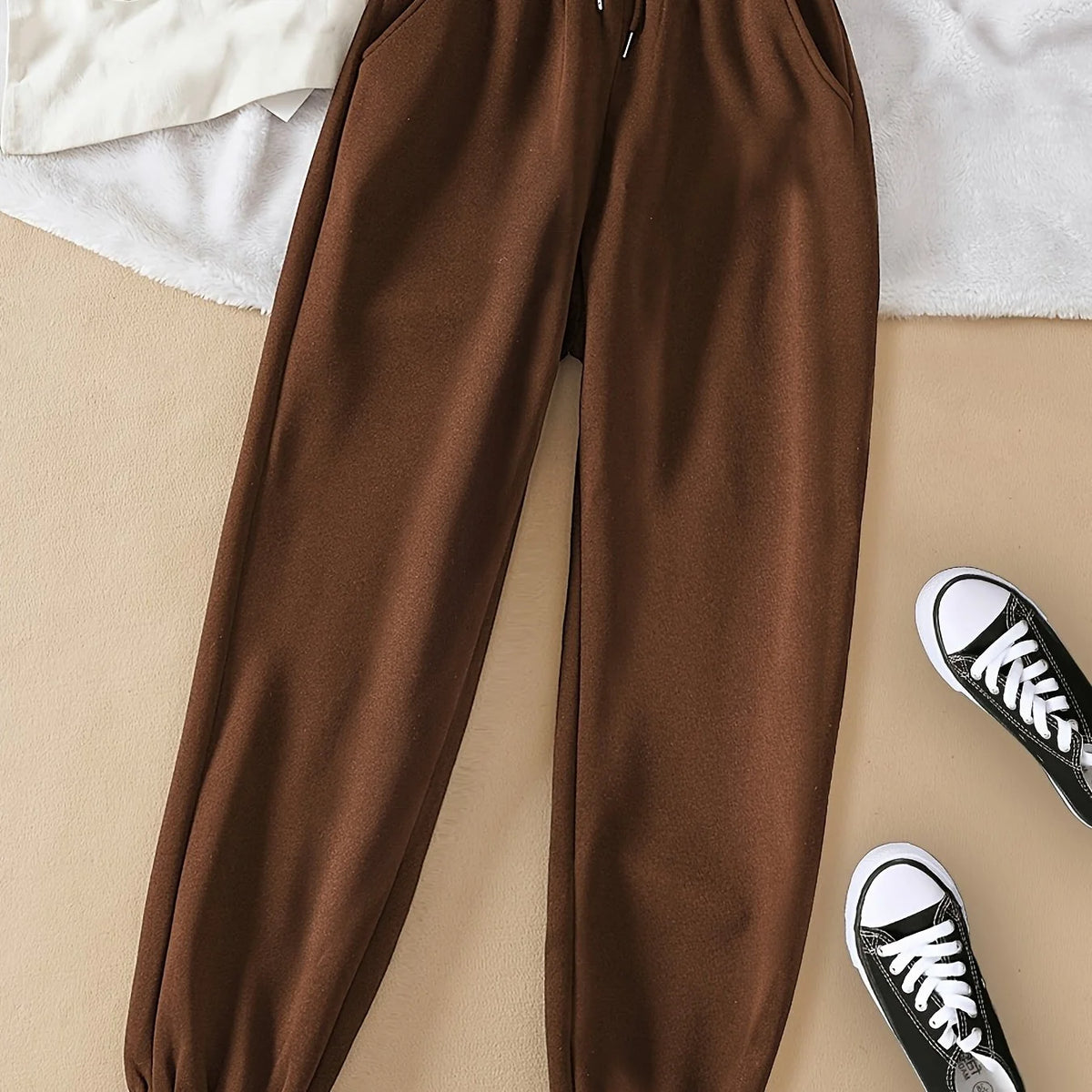 Women's black relaxed drawstring joggers